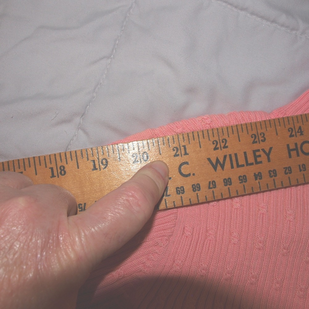 Liz Golf Full Zip Cardigan Cable Knit Mock Neck Sweater Coral Pink M - Picture 7 of 8